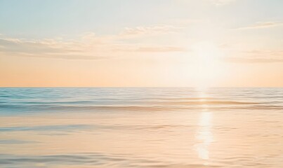 Fototapeta premium A vast open ocean under a golden sunset, Generative AI