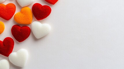 Fototapeta premium Romantic Valentine s Hearts Background Red White Orange Love