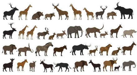 Fototapeta premium Diverse Animal Silhouettes Displaying Various Species in Nature
