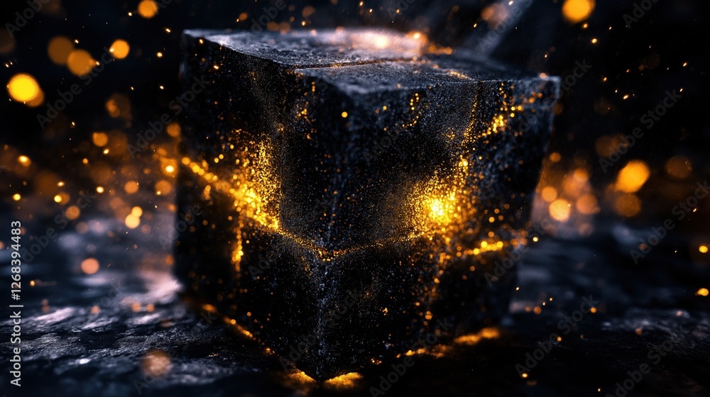 Aufkleber glowing cubic structure with sparkling particles and light effects
