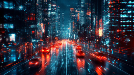 Fototapeta premium A digital art piece with a vibrant glitch effect, symbolizing futuristic technology and innovation, showcasing modern abstract elements in a visually captivating style.