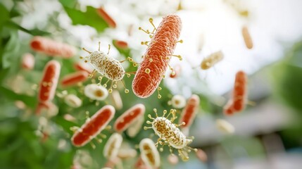 Fototapeta premium Microscopic Bacteria Escherichia Coli Gut Health Digestion Microbiome Human Health S