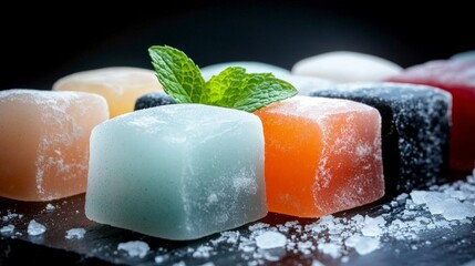 Colorful Mochi Sweets  Japanese Candy  Dessert  Closeup