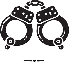 Naklejka premium black Handcuffs vector Illustration, Handcuffs vector, Handcuffs logo vector, Handcuffs icon, Handcuffs silhouette vector black and white