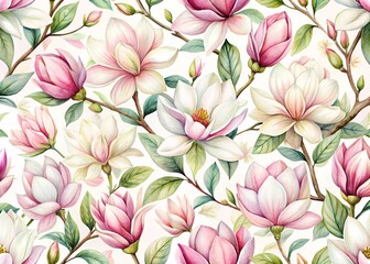seamless pattern with pink flowers