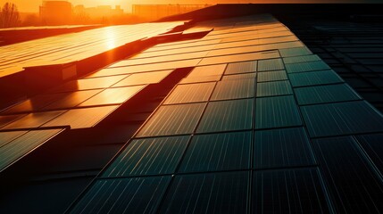 Solar panels on a modern house roof, sustainable energy in a suburban setting, eco-friendly home.
