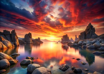 sunset over the river