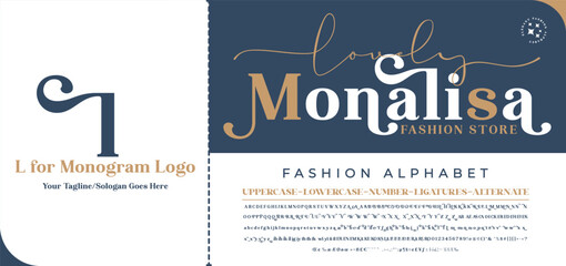 Lovely Monalisa, Fashion, Serif, Stylish Display Bold Font alphabe