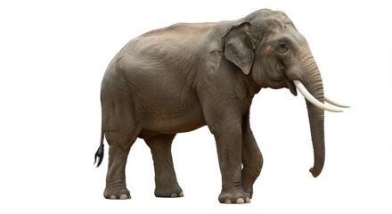 Naklejka premium Majestic elephant standing gracefully against a plain backdrop