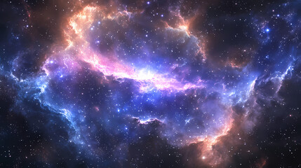 Galactic nebula and twinkling stars forming a celestial mosaic. Galactic Mosaic Skies. Illustration