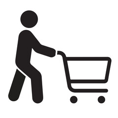Shopping cart icon. Supermarket trolley. Man shopping in a supermarket. Vector icon isolated on white background. © Touhid