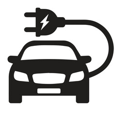 Electric car icon. EV. Electric vehicle. Charging station. Vector icon isolated on white background