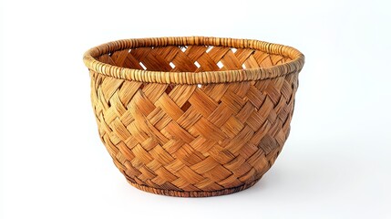 Handwoven bamboo basket with seagrass details decorative home accents artisan craftsmanship natural environment close-up view