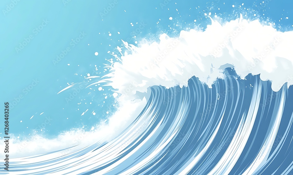 Poster a stunning image of a massive wave crashing with explosive force, showcasing the power of nature.