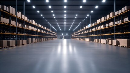 Fototapeta premium A high-tech distribution center with an impressive tower structure, showcasing modern architecture and logistics capabilities.