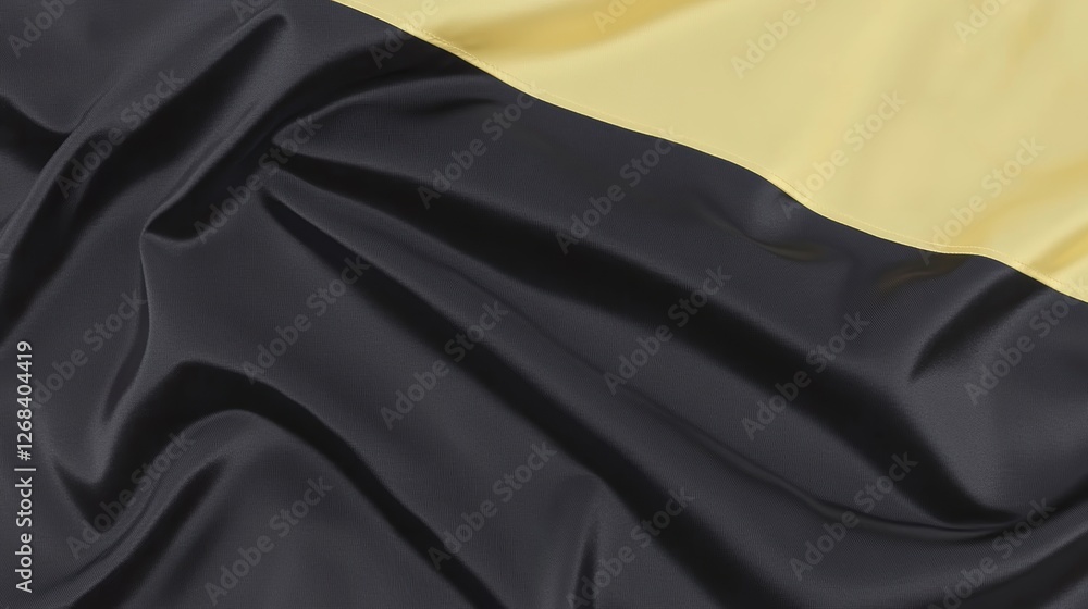 Poster a wrinkled fabric displaying a horizontal pattern of yellow and black colors.