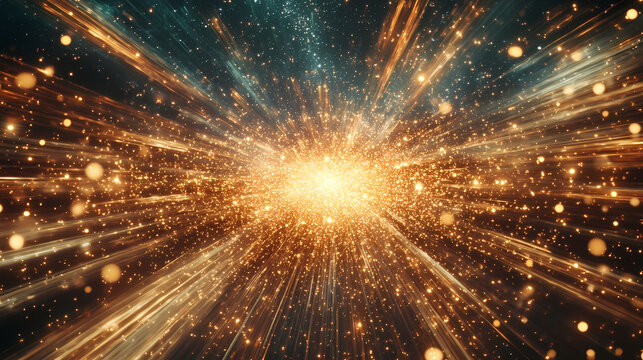 Galactic burst: a vibrant explosion of light, fire, and color amidst the cosmic canvas, illuminating the night sky with dazzling brilliance. Galactic Mosaic Skies. Illustration