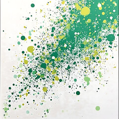 Green and Yellow Splatter Art Design on White Surface Dotted Paint Style Artistic Expression Graphic