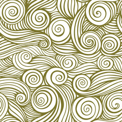 Green Decorative Spiral Pattern with Abstract Line Art