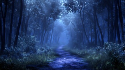 Path in the night forest