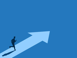 Obraz premium Businessman running along the leading arrow.
