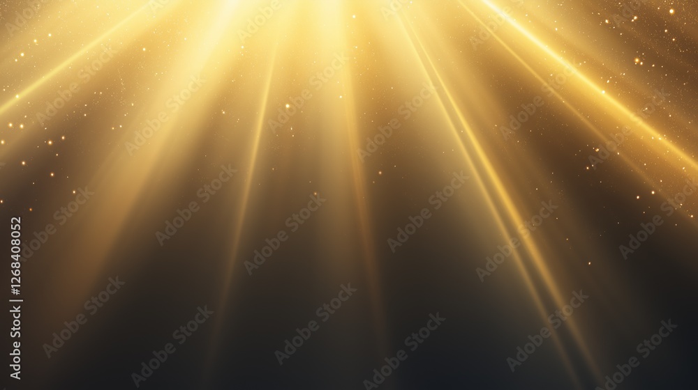 Poster golden sunlight rays with sparkling dust particles in abstract background