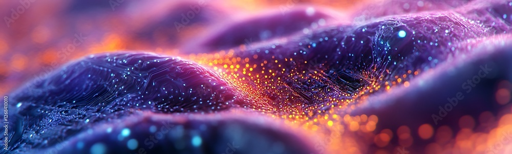 Poster A hyper-realistic close-up image of a microchip showcasing intricate details and technology.