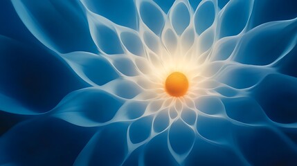 Abstract white flower on blue background