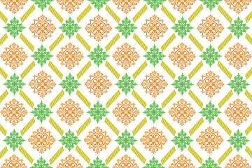
Seamless pattern with green and red leaves.