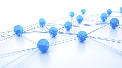 Interconnected Network of Blue Spheres Connecting Ideas Across Digital Landscape Rendering