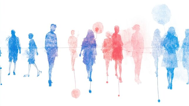 Abstract Virtual Community Meeting Concept: Team Members Engaging in Unity and Connectivity - Digital Art Collaboration Image