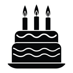 Birthday cake icon with candles, celebration vector on white background