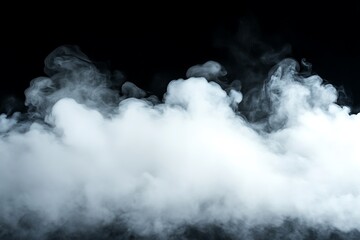 Naklejka premium White cloud of smoke isolated on black background. Abstract background for design.