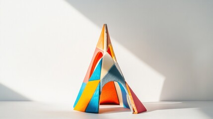 Colorful geometric structure, studio, sunlight, abstract design, interior decoration