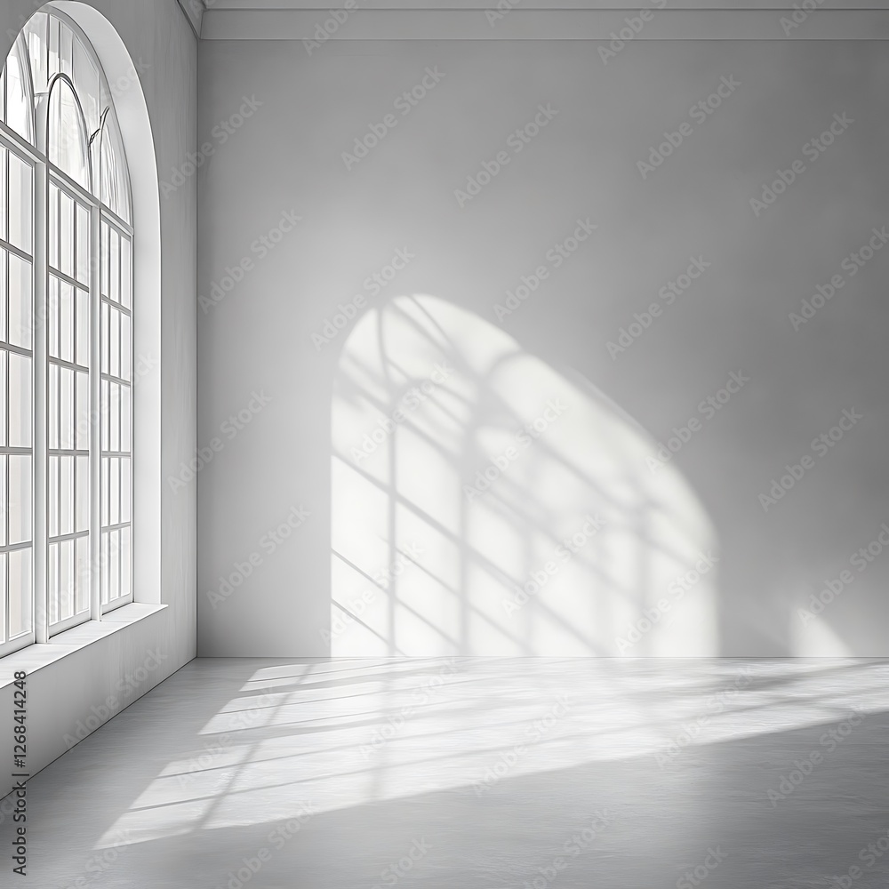 Poster white empty room with window and shadow.