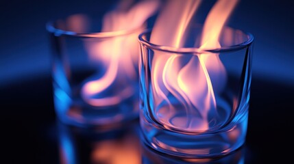 Flaming shots, bar, night, blue, fire, drinks, alcohol, close-up, party, menu