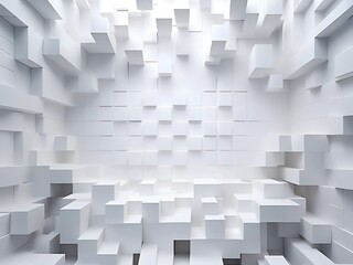 Technology concept white color geometric square background. Modern 3d square abstract white background design.
