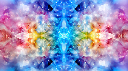 Kaleidoscopic Petals of Light Ethereal Floral Abstraction in Pastel Tones and Sparkling Cosmic Dust