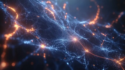 Glowing Network Data Streams, Abstract Background, Digital Technology