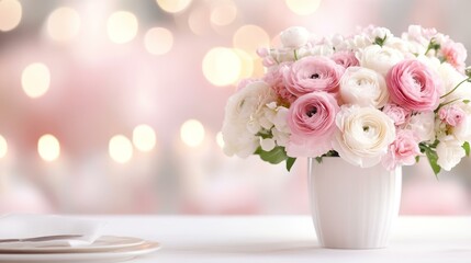 Obraz premium Floral arrangement inspiration indoor setting photography soft focus romantic vibes