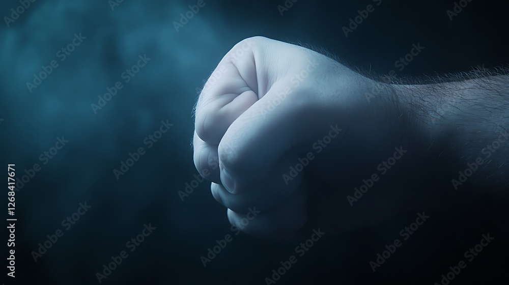 Poster a close-up image capturing a hand tightly clutching an object, emphasizing emotion and detail.