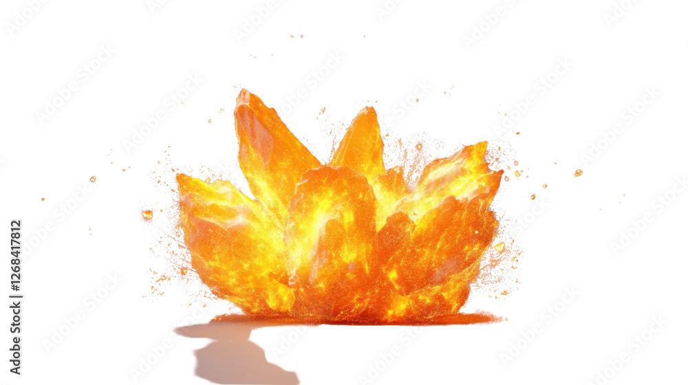 Aufkleber fiery explosion expanding with transparent background on checkered backdrop