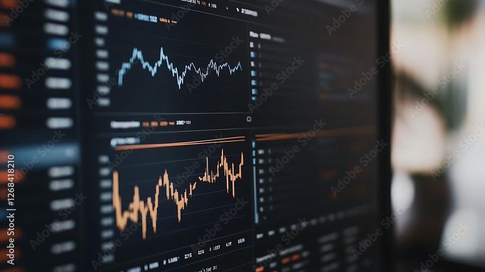 Poster stock market data displayed on computer screen