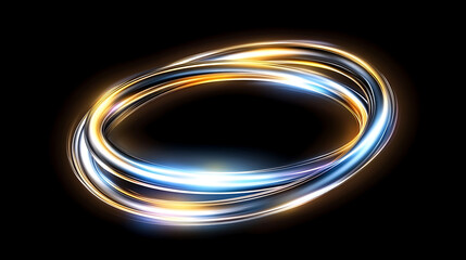 Luminous Elliptical Rings Glowing on Dark Backdrop with Metallic Sheen and Dynamic Light Effects