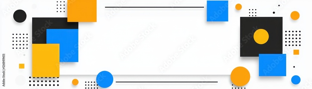 Poster a vibrant abstract design featuring colorful geometric shapes on a white background, creating a mode