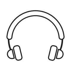 Linear headphones with sound wave, soundtrack. DJ play, listen to music, radio podcast, sound record studio. Vector icon, sign, symbol for UI Animation