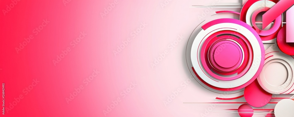 Poster a vibrant abstract design featuring concentric circles in shades of pink and white, blending seamles
