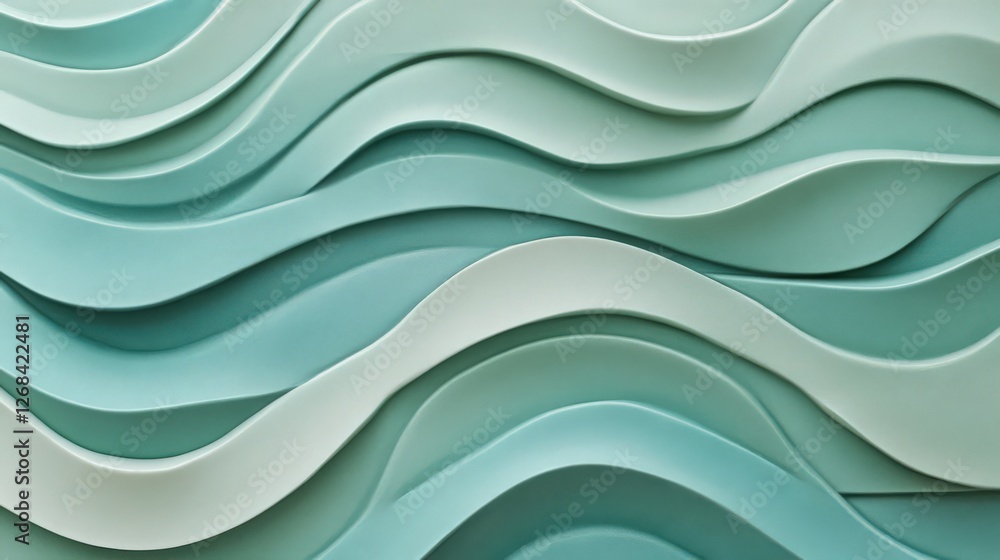 Poster elegant turquoise wave pattern: abstract textured background design