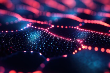 Fototapeta premium Abstract digital network glowing; data visualization background; technology concept