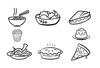 fast food icons set
